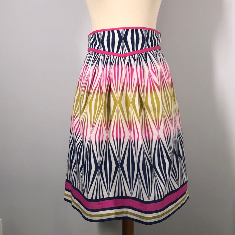 TIBI High Waist Geometric Cotton Skirt